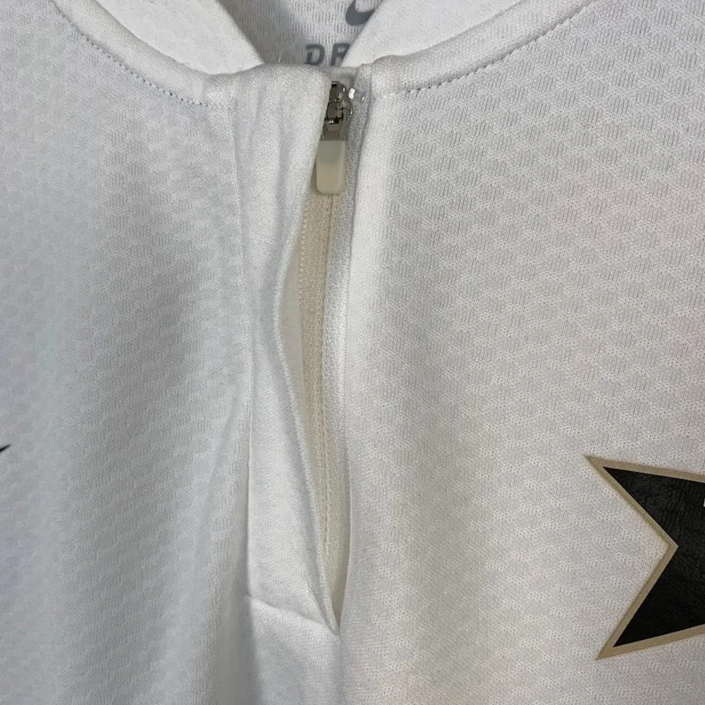 Nike Dri-Fit Vanderbilt 1/4 Zip White Polo Shirt Short Sleeve Logo Women's Large